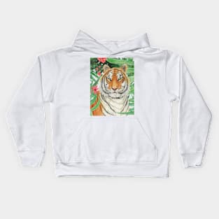 Tiger with palms Kids Hoodie